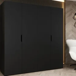 Armadio 200x202 cm 4 ante nero opaco Valencia