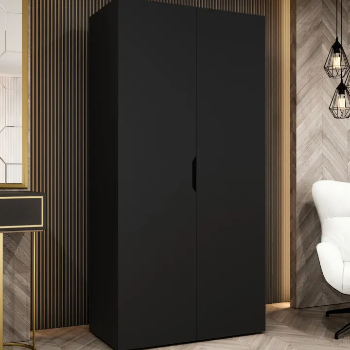 Armadio 100x202 cm 2 ante nero opaco Valencia