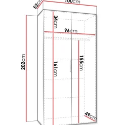 Armadio 100x202 cm 2 ante rovere Valencia