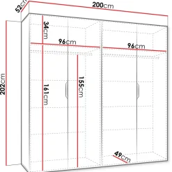 Armadio 200x202 cm 4 ante rovere Valencia