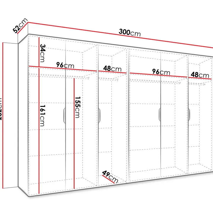 Armadio 300x202 cm 6 ante rovere Valencia