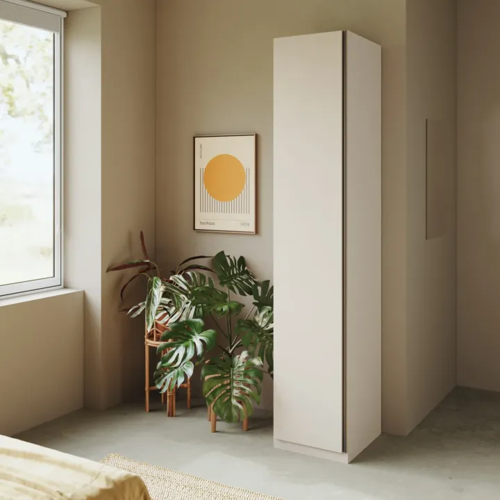 Armadio 47x240h cm 1 anta battente beige cashmere antracite Blossy