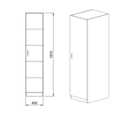 Armadio 40x191h cm 1 anta moderno noce Marzia