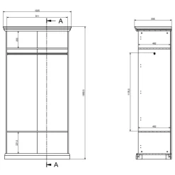Armadio 103x200h cm 2 ante a specchio shabby bianco Purro