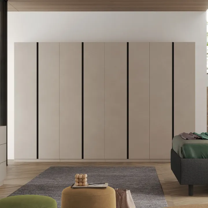 Armadio 365x240h cm 8 ante battenti beige cashmere antracite Blossy
