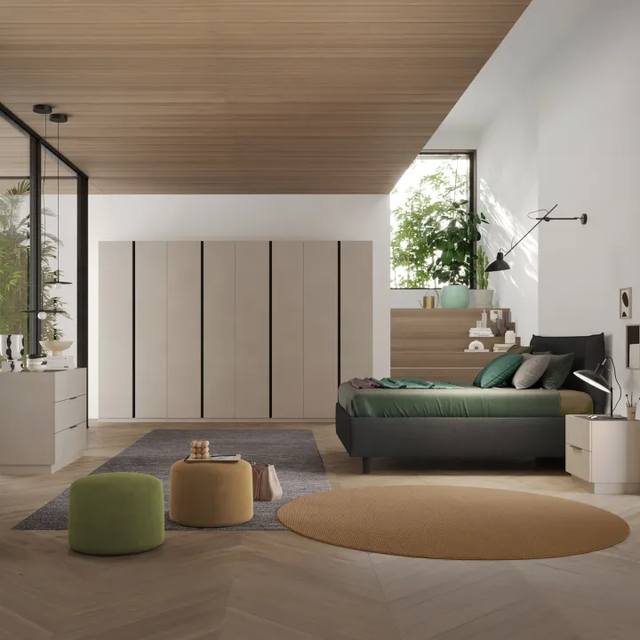 Armadio 365x240h cm 8 ante battenti beige cashmere antracite Blossy