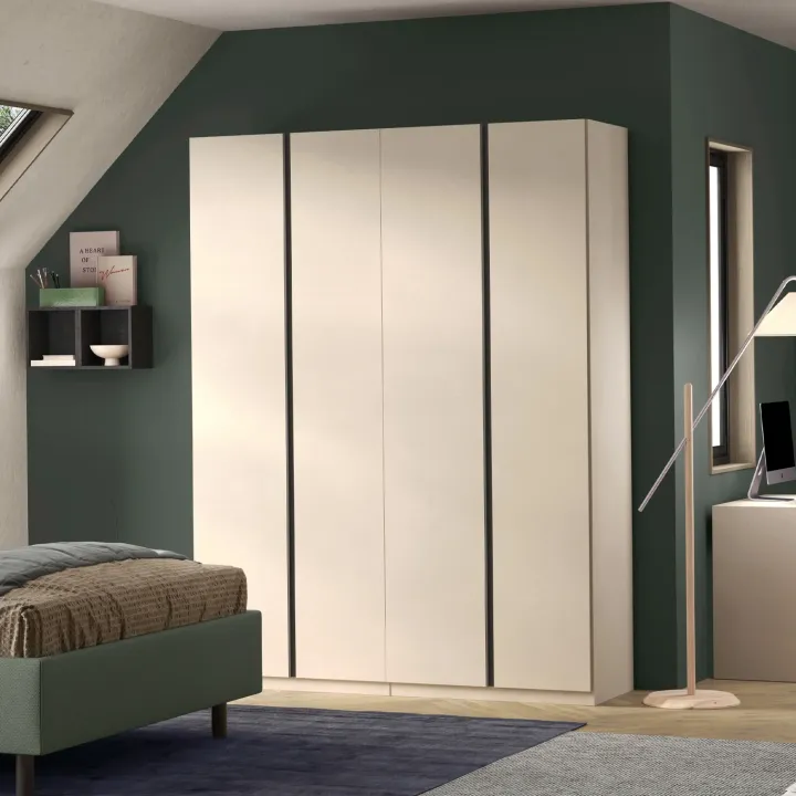 Armadio 183x240h cm 4 ante battenti beige cashmere antracite Blossy