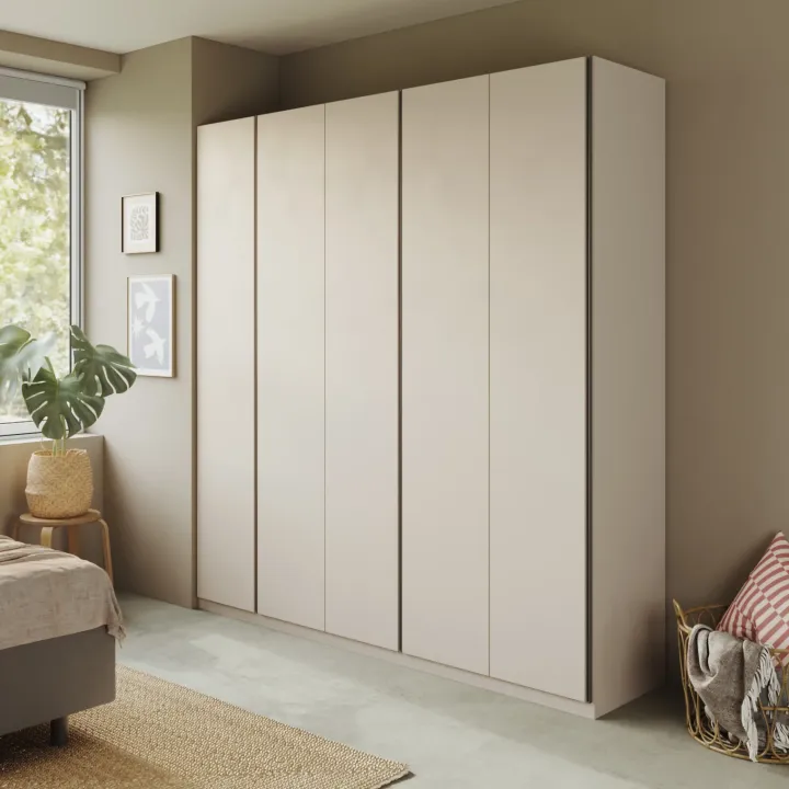 Armadio 228x240h cm 5 ante battenti beige cashmere antracite Blossy