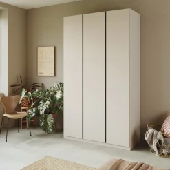 Armadio 138x240h cm 3 ante battenti beige cashmere antracite Blossy