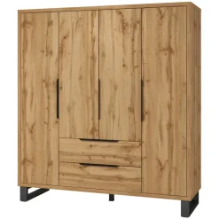 Armadio 190x210h cm 4 ante battenti 2 cassetti rovere Petra