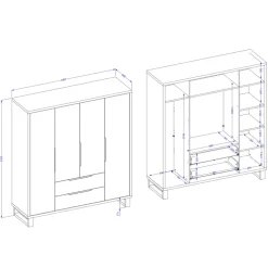 Armadio 190x210h cm 4 ante battenti 2 cassetti rovere Petra