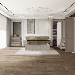 Armadio 210x205h cm 4 ante battenti 3 cassetti beige cashmere Emporio
