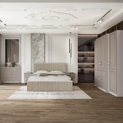 Armadio 210x205h cm 4 ante battenti 3 cassetti beige cashmere Emporio