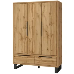 Armadio 145x210h cm 3 ante battenti 2 cassetti rovere Petra