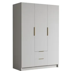 Armadio 150x216h cm 3 ante battenti 2 cassetti bianco opaco Ampy