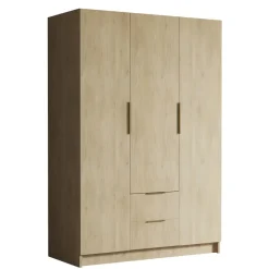 Armadio 150x216h cm 3 ante battenti 2 cassetti rovere Ampy