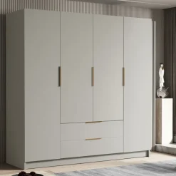 Armadio 200x216h cm 4 ante battenti 2 cassetti beige cashmere Ampy