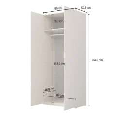 Armadio 90x215h cm 2 ante battenti cashmere Niman