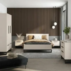 Armadio 145x210h cm 3 ante battenti 2 cassetti beige cashmere Petra
