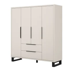Armadio 190x210h cm 4 ante battenti 2 cassetti beige cashmere Petra