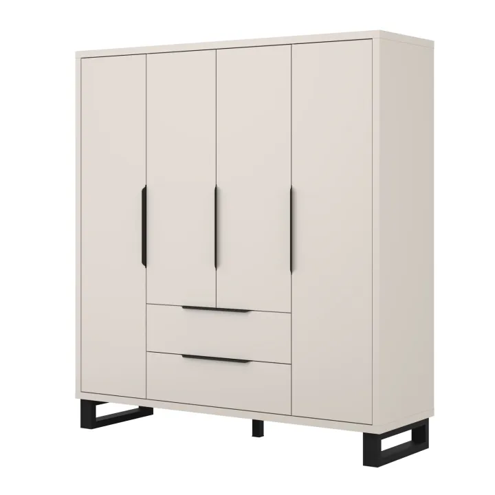 Armadio 190x210h cm 4 ante battenti 2 cassetti beige cashmere Petra
