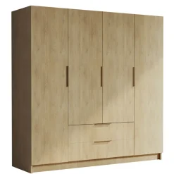 Armadio 200x216h cm 4 ante battenti 2 cassetti rovere Ampy