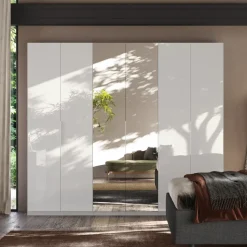 Armadio 275x240h cm 6 ante battenti con specchio bianco lucido Sparkly