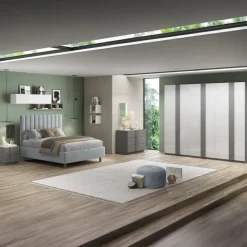 Armadio 273x240h cm 6 ante battenti grigio scuro bianco lucido Fummy