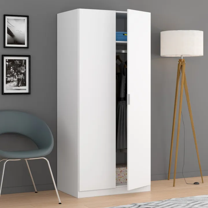 Armadio 81x180h cm 2 ante battenti moderno bianco opaco Oz