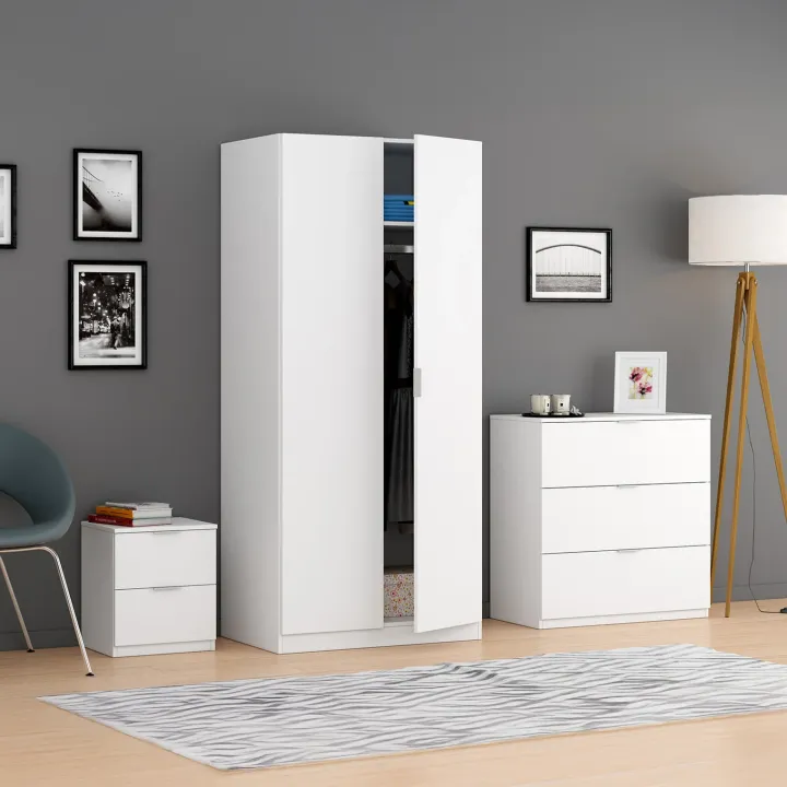 Armadio 81x180h cm 2 ante battenti moderno bianco opaco Oz