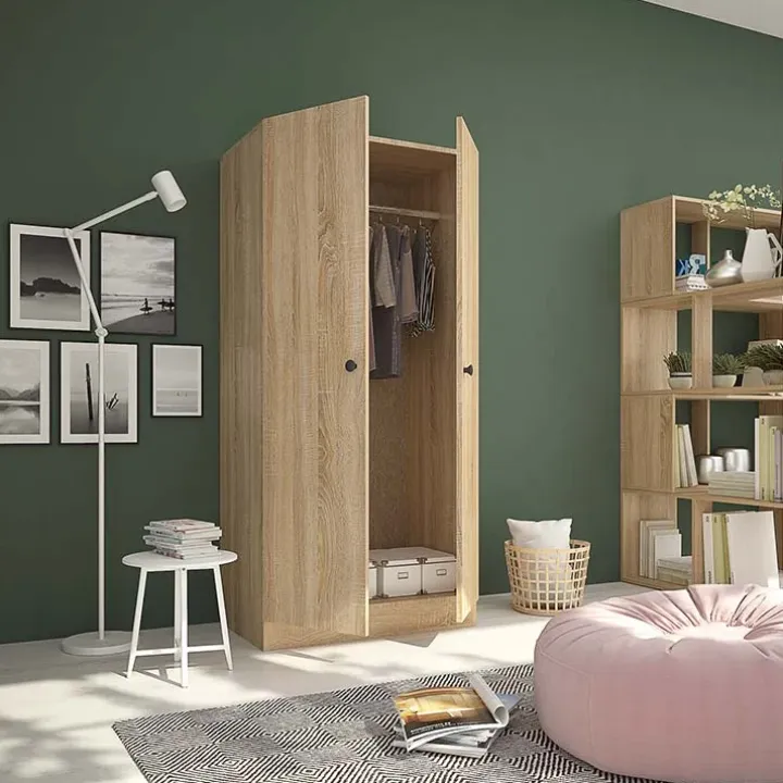 Armadio 80x170h cm 2 ante battenti moderno rovere Estelle
