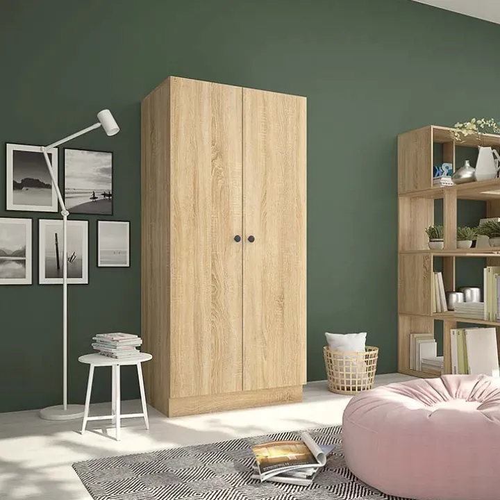Armadio 80x170h cm 2 ante battenti moderno rovere Estelle