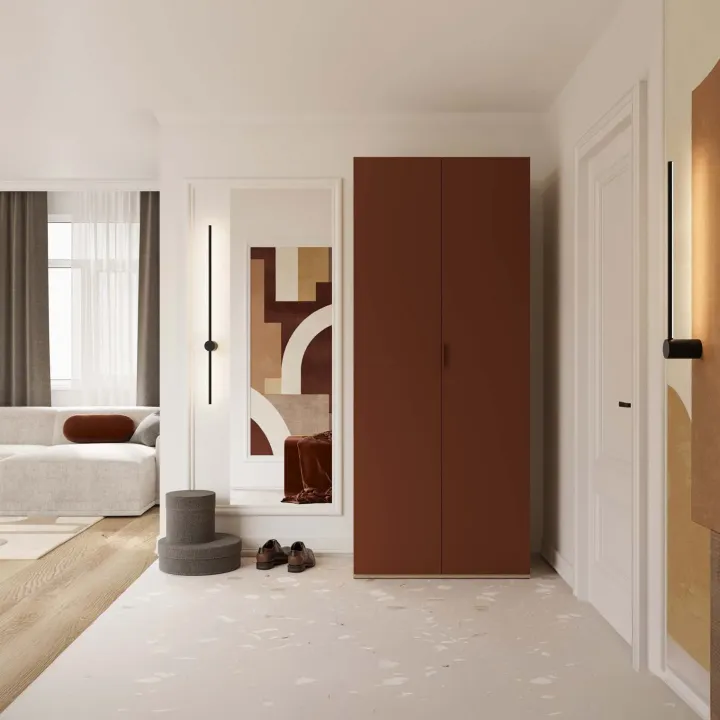 Armadio 90x215h cm 2 ante battenti rosso mattone rovere Niman
