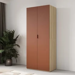 Armadio 90x215h cm 2 ante battenti rosso mattone rovere Niman
