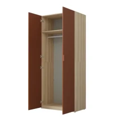 Armadio 90x215h cm 2 ante battenti rosso mattone rovere Niman