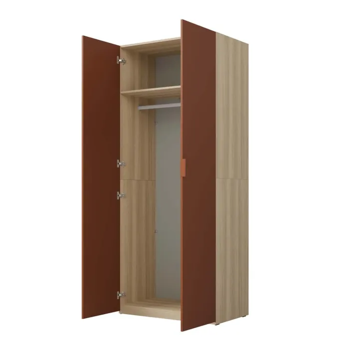 Armadio 90x215h cm 2 ante battenti rosso mattone rovere Niman
