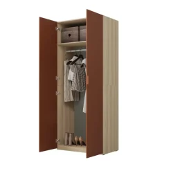 Armadio 90x215h cm 2 ante battenti rosso mattone rovere Niman