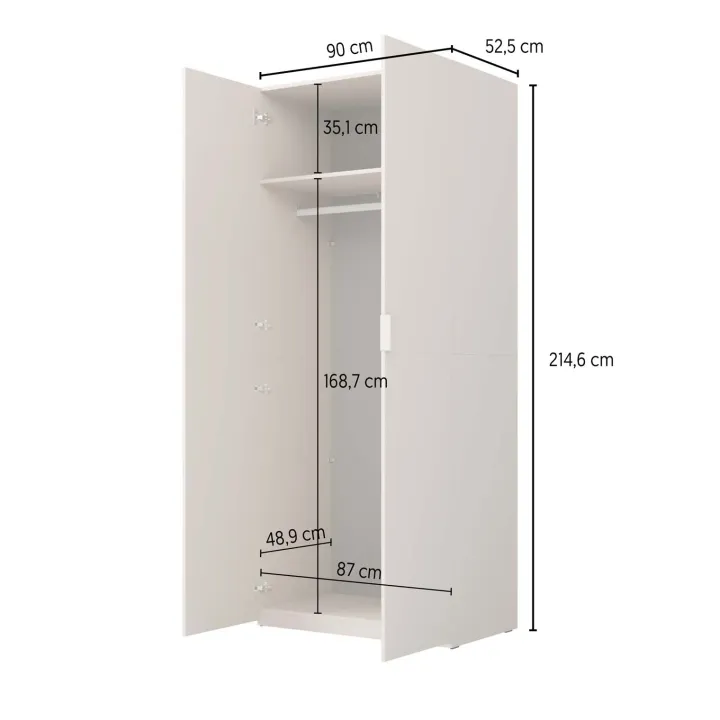 Armadio 90x215h cm 2 ante battenti rosso mattone rovere Niman