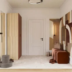 Armadio 90x215h cm 2 ante battenti rosso mattone rovere Niman