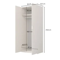Armadio 90x215h cm 2 ante battenti rovere Niman