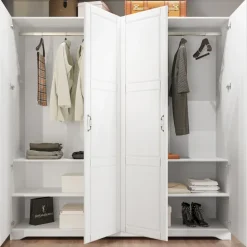 Armadio 203x206h cm 4 ante battenti stile classico bianco Friuli
