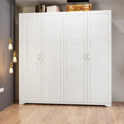 Armadio 203x206h cm 4 ante battenti stile classico bianco Friuli