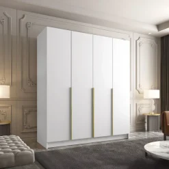 Armadio 200x215h cm 4 ante bianco lucido oro Glammy 4