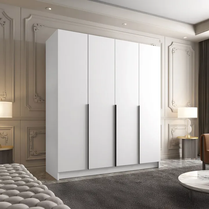 Armadio 200x215h cm 4 ante bianco lucido nero Glammy 4
