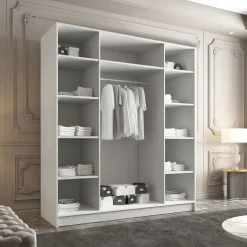 Armadio 200x215h cm 4 ante bianco lucido nero Glammy 4