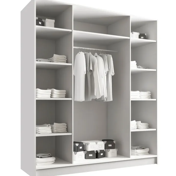Armadio 200x215h cm 4 ante bianco lucido nero Glammy 4
