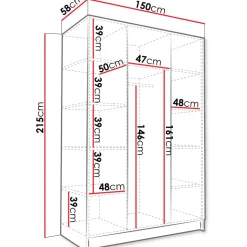 Armadio 150x215h cm 3 ante bianco lucido oro Glammy 3