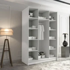 Armadio 150x215h cm 3 ante bianco lucido nero Glammy 3