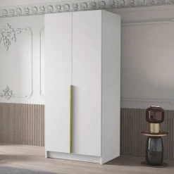 Armadio 100x215h cm 2 ante bianco lucido oro Glammy 2