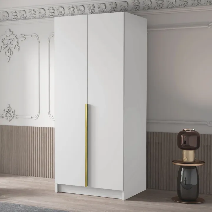 Armadio 100x215h cm 2 ante bianco lucido oro Glammy 2